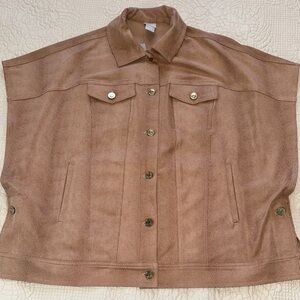 Chico's Tan Cape Jacket‎ with Button Details